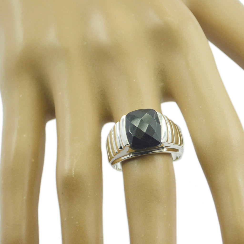 Black Onyx Solitaire French 925 Sterling Silver Black Gemstone Versatile Signet Ring Jewellery