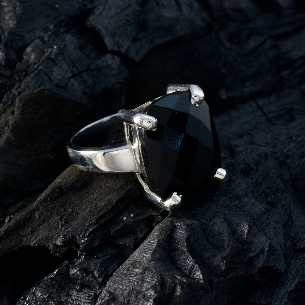 Black Onyx Solitaire Moroccan Sterling Silver Black Gemstones Classic Contemporary Ring Jewellery