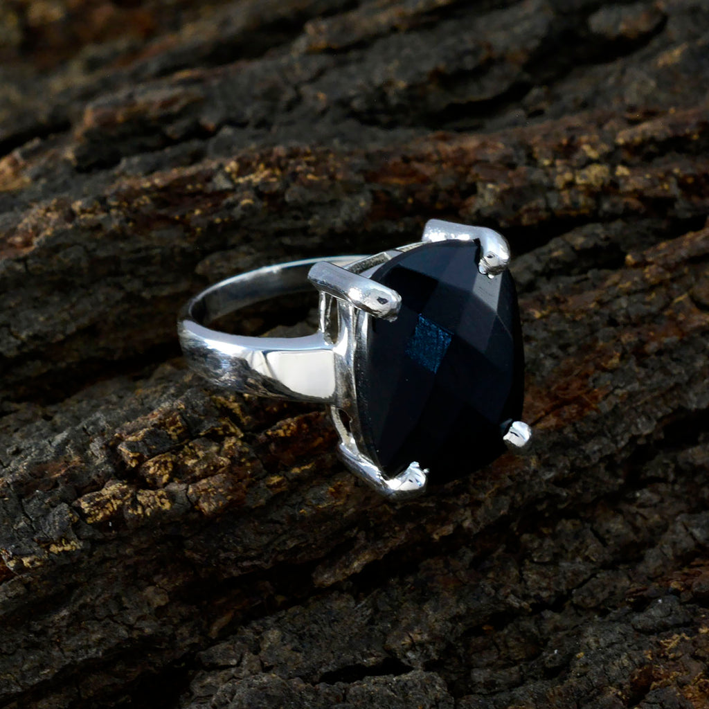 Black Onyx Solitaire Moroccan Sterling Silver Black Gemstones Classic Contemporary Ring Jewellery