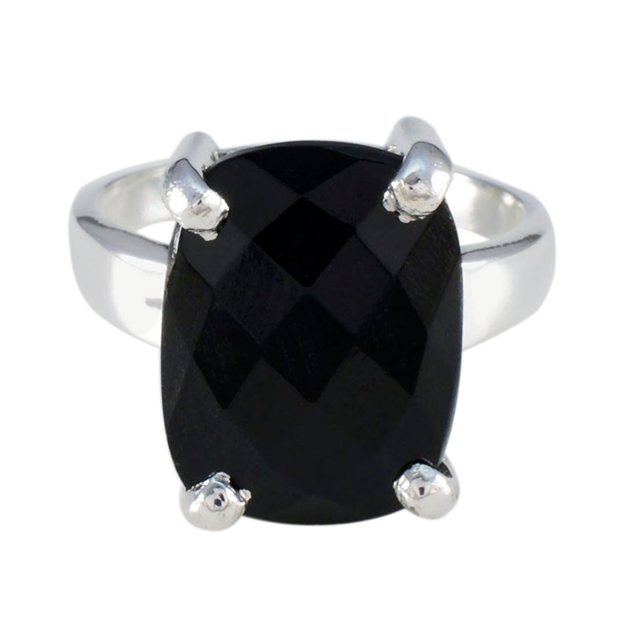 Black Onyx Solitaire Moroccan Sterling Silver Black Gemstones Classic Contemporary Ring Jewellery