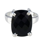 Black Onyx Solitaire Moroccan Sterling Silver Black Gemstones Classic Contemporary Ring Jewellery