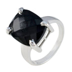 Black Onyx Solitaire Moroccan Sterling Silver Black Gemstones Classic Contemporary Ring Jewellery