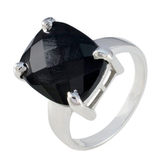 Black Onyx Solitaire Moroccan Sterling Silver Black Gemstones Classic Contemporary Ring Jewellery