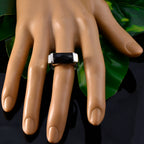 Black Onyx Solitaire Russian 925 Sterling Silver Black Gemstone Essential  Abstract Ring Jewelry