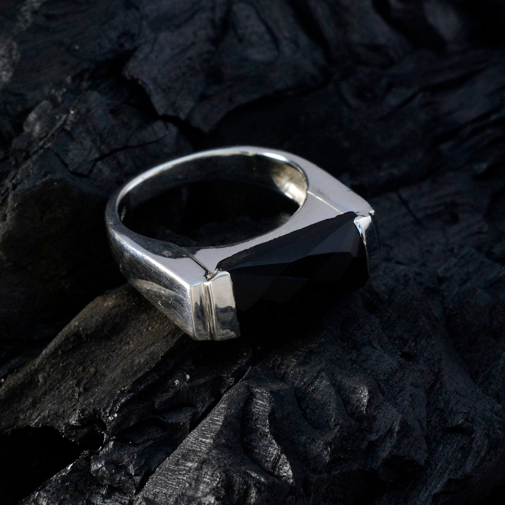 Black Onyx Solitaire Russian 925 Sterling Silver Black Gemstone Essential  Abstract Ring Jewelry