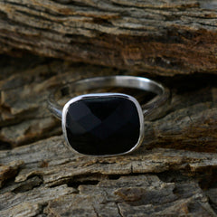 Black Onyx Solitaire Indian Silver Black Gemstone Tiny Artisan Ring Jewellery