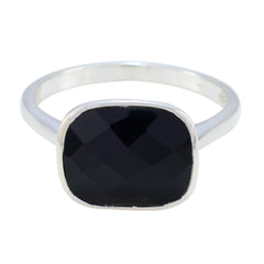 Black Onyx Solitaire Indian Silver Black Gemstone Tiny Artisan Ring Jewellery