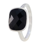 Black Onyx Solitaire Indian Silver Black Gemstone Tiny Artisan Ring Jewellery
