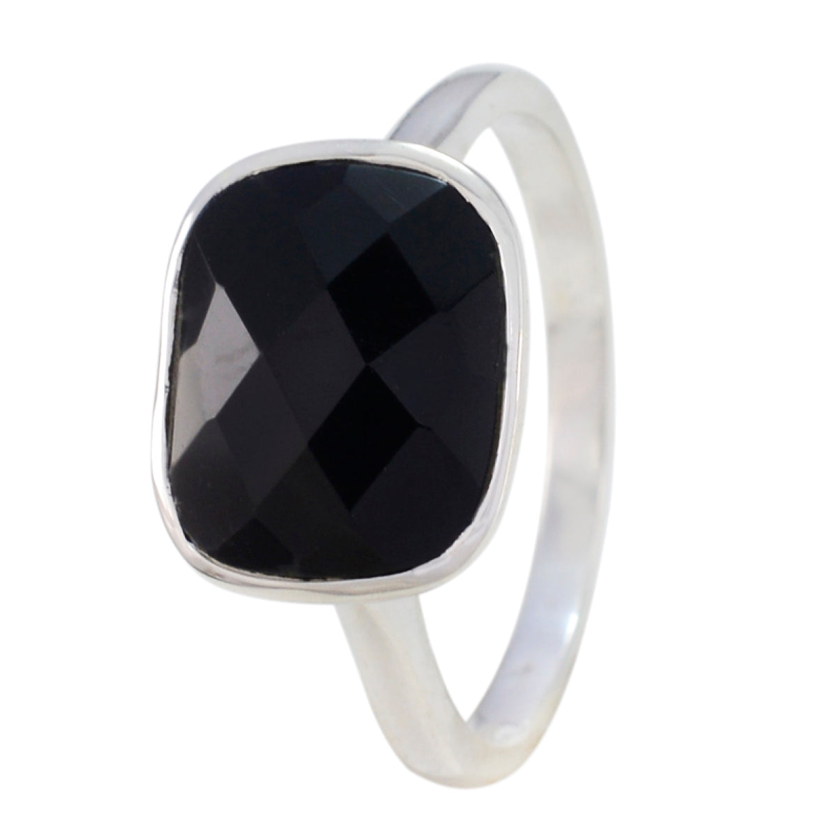 Black Onyx Solitaire Indian Silver Black Gemstone Tiny Artisan Ring Jewellery