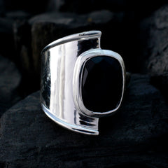 Black Onyx Solitaire Moroccan 925 Silver Black Gems Versatile Signet Ring Jewelry