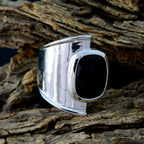 Black Onyx Solitaire Moroccan 925 Silver Black Gems Versatile Signet Ring Jewelry