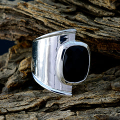 Black Onyx Solitaire Moroccan 925 Silver Black Gems Versatile Signet Ring Jewelry