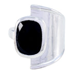 Black Onyx Solitaire Moroccan 925 Silver Black Gems Versatile Signet Ring Jewelry