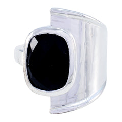 Black Onyx Solitaire Moroccan 925 Silver Black Gems Versatile Signet Ring Jewelry