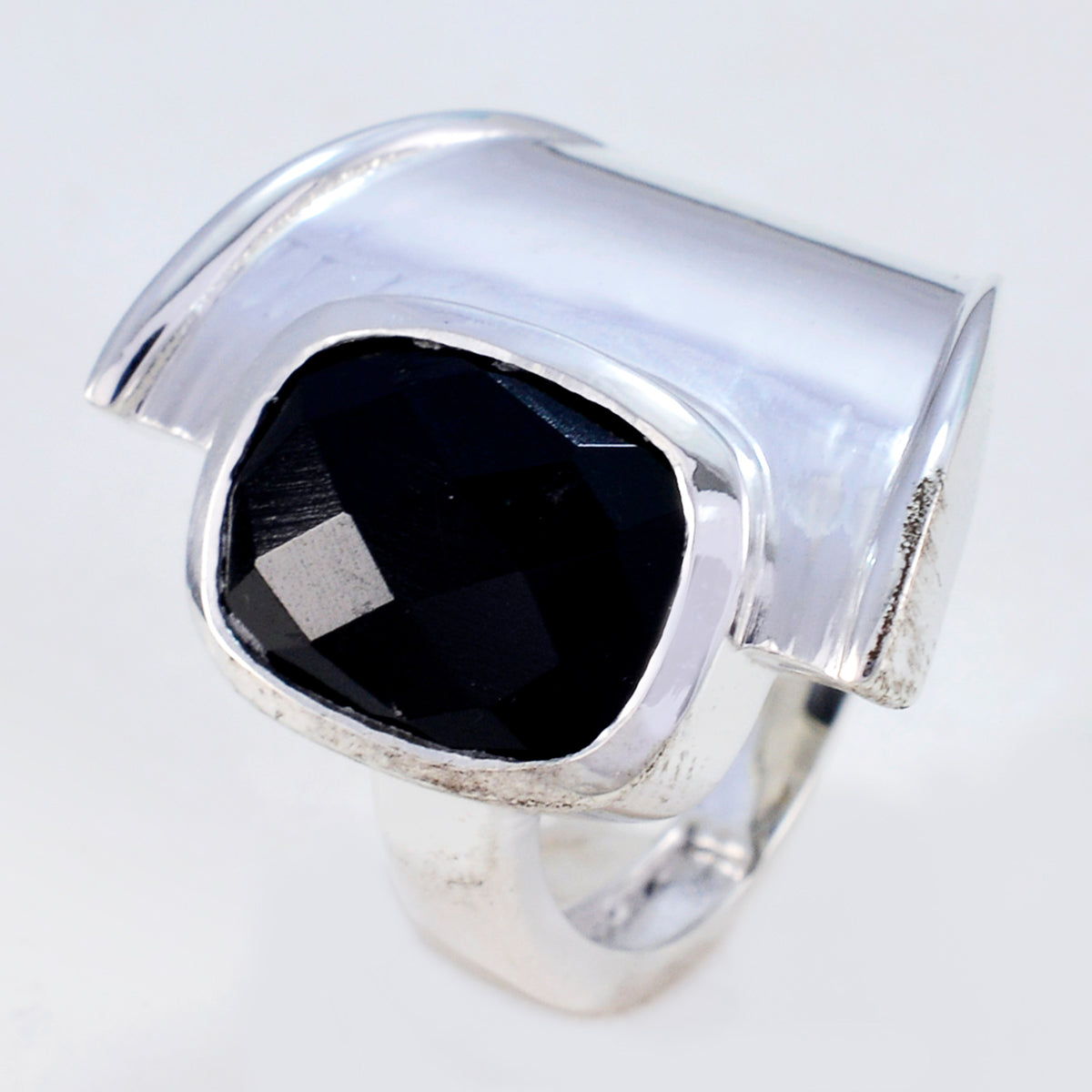 Black Onyx Solitaire Moroccan 925 Silver Black Gems Versatile Signet Ring Jewelry