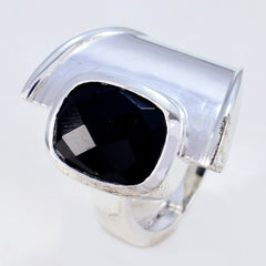 Black Onyx Solitaire Moroccan 925 Silver Black Gems Versatile Signet Ring Jewelry