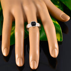 Black Onyx Solitaire Mexican Silver Black Gemstone Mid weight Rope Wire Band Jewellery