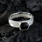 Black Onyx Solitaire Mexican Silver Black Gemstone Mid weight Rope Wire Band Jewellery