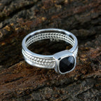 Black Onyx Solitaire Mexican Silver Black Gemstone Mid weight Rope Wire Band Jewellery