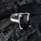 Black Onyx Solitaire French 92.5 Silver Black Gems Minimal Cultural Ring Jewelry