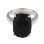 Black Onyx Solitaire French 92.5 Silver Black Gems Minimal Cultural Ring Jewelry