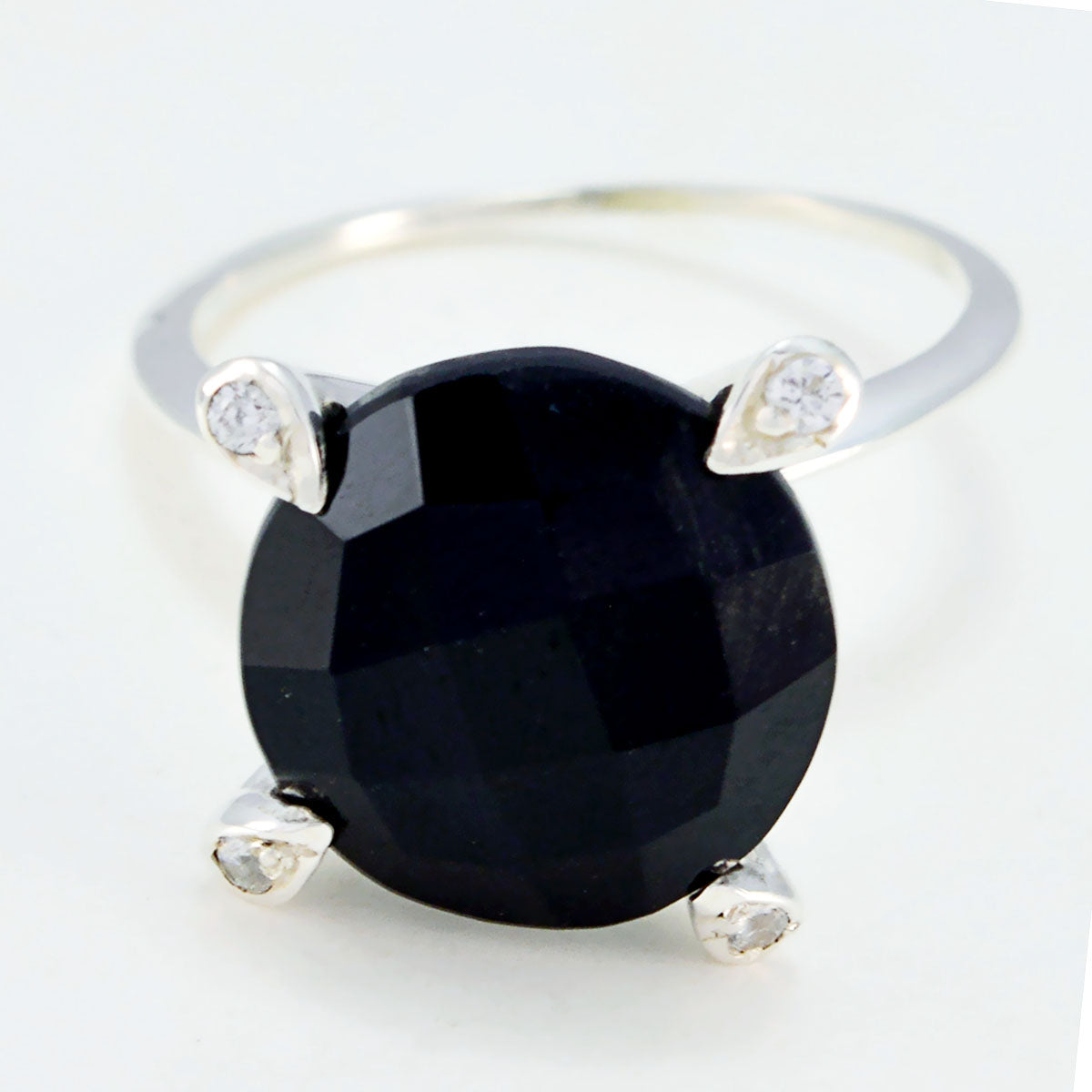 Schwarzer Onyx Halo Ägyptischer 92,5 Silber Schwarzer Edelstein Schmaler Kulturring Schmuck Zweitbild