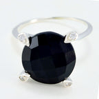 Black Onyx Halo Egyptian 92.5 Silver Black Gemstone Slim Cultural Ring Jewellery