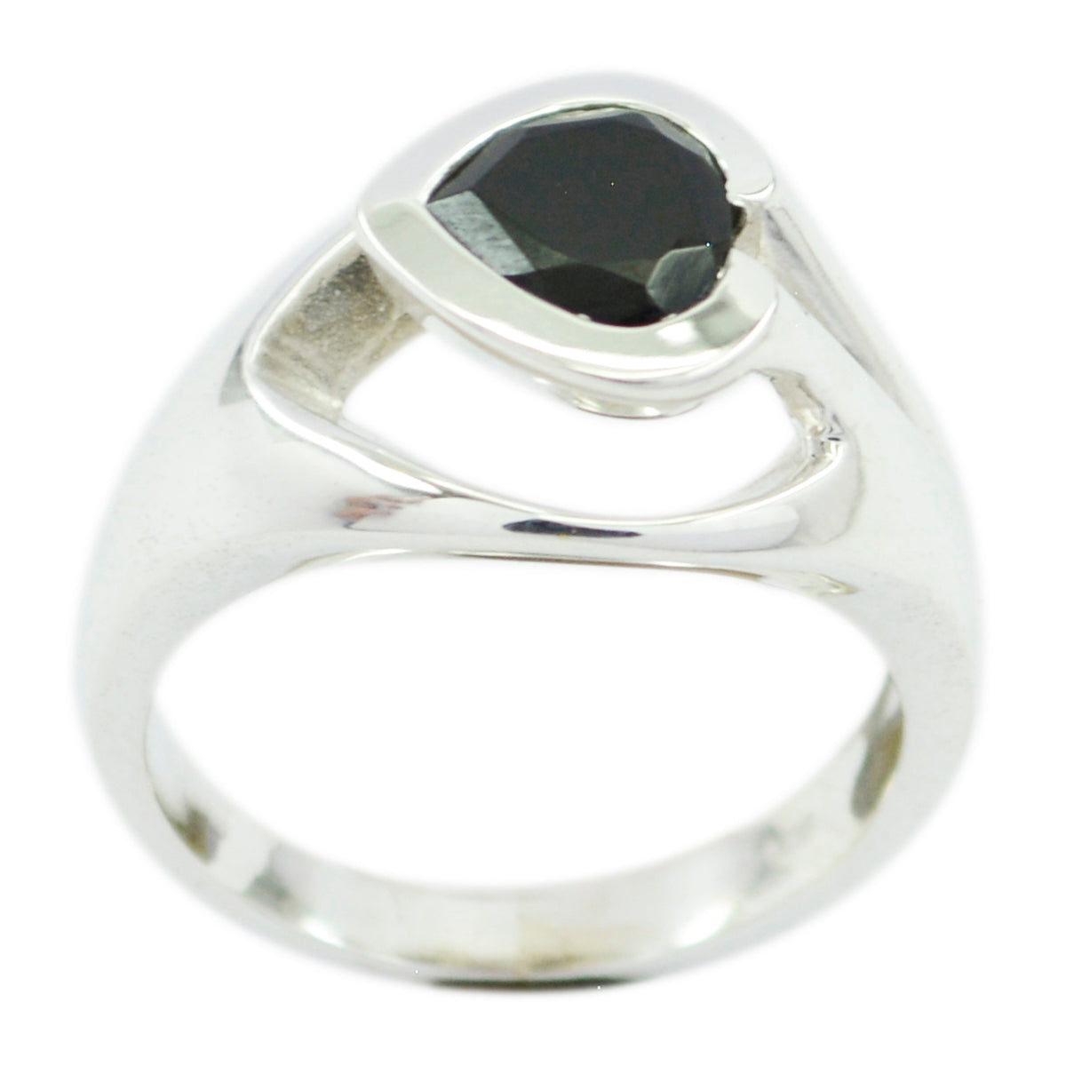 Black Onyx Solitaire Indian Silver Black Gems Eye catching propsel Ring Jewelry Huvudsaklig produktbild