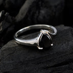 Black Onyx Solitaire Turkish Sterling Silver Black Gemstones Whisper thin Heart Ring Jewelry