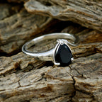 Black Onyx Solitaire Turkish Sterling Silver Black Gemstones Whisper thin Heart Ring Jewelry