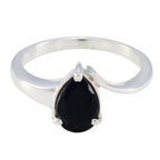 Black Onyx Solitaire Turkish Sterling Silver Black Gemstones Whisper thin Heart Ring Jewelry