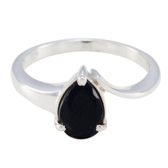 Black Onyx Solitaire Turkish Sterling Silver Black Gemstones Whisper thin Heart Ring Jewelry