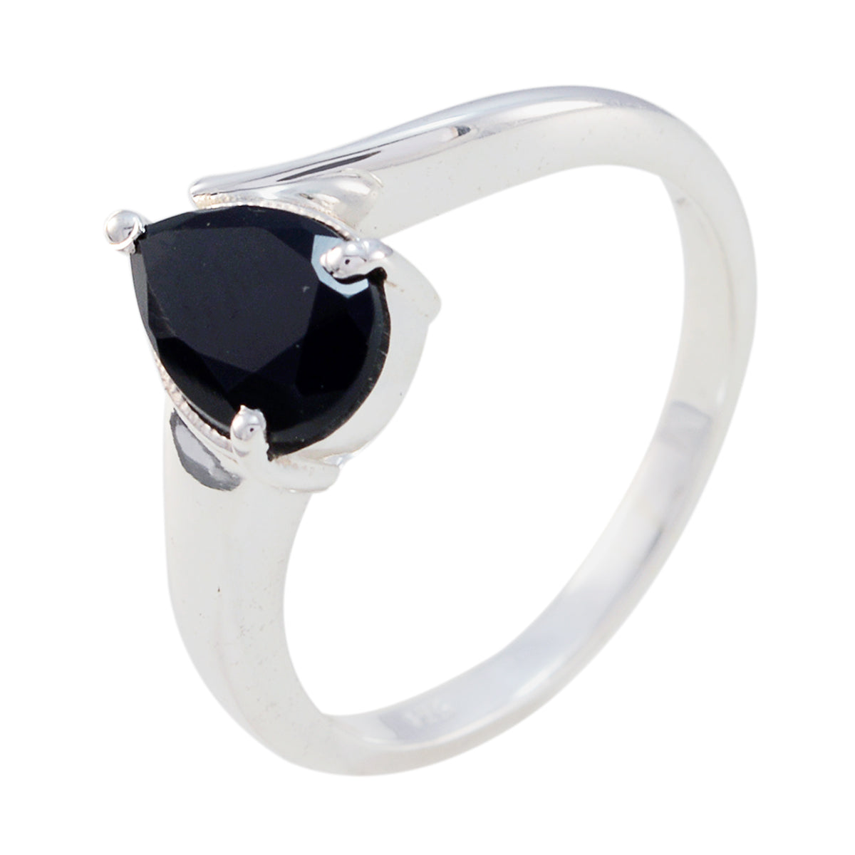 Black Onyx Solitaire Turkish Sterling Silver Black Gemstones Whisper thin Heart Ring Jewelry