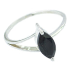 Black Onyx Solitaire Turkish Silver Black Gems Elegant  Trendy Ring Jewelry