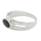 Black Onyx Solitaire Russian Sterling Silver Black Gemstone Slim Modern Ring Jewelry