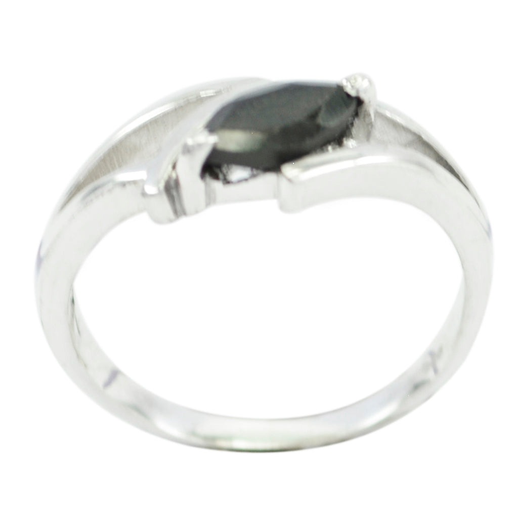 Black Onyx Solitaire Japanese 92.5 Silver Black Gemstone Dainty Modern Ring Jewelry