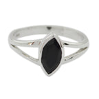 Black Onyx Solitaire Korean 925 Silver Black Gemstones Dainty Geometric Ring Jewellery