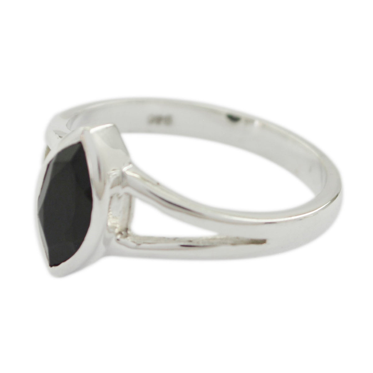 Anillo solitario de ónix negro, plata 925 coreana, piedras preciosas negras, delicado anillo geométrico. Imagen secundaria del producto