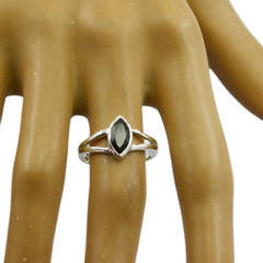 Black Onyx Solitaire Korean 925 Silver Black Gemstones Dainty Geometric Ring Jewellery