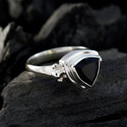 Black Onyx Solitaire Mexican Sterling Silver Black Gems Slim Traditional Ring Jewellery