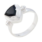 Black Onyx Solitaire Mexican Sterling Silver Black Gems Slim Traditional Ring Jewellery