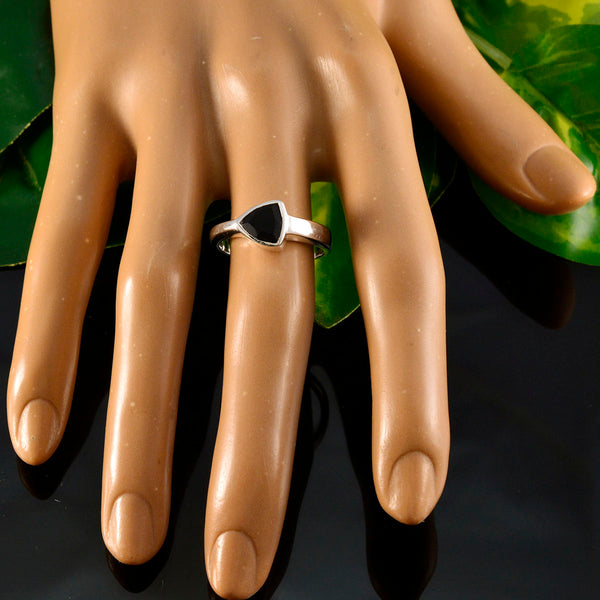 Black Onyx Solitaire Moroccan 925 Silver Black Gems Tiny Boho Ring Jewellery