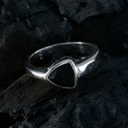 Black Onyx Solitaire Moroccan 925 Silver Black Gems Tiny Boho Ring Jewellery