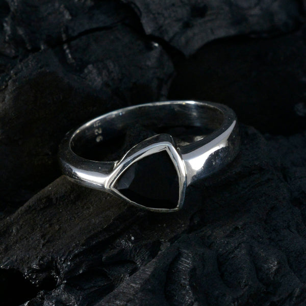 Black Onyx Solitaire Moroccan 925 Silver Black Gems Tiny Boho Ring Jewellery