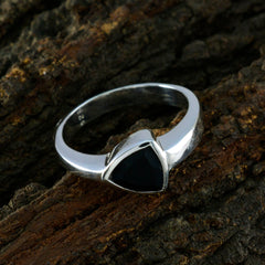 Black Onyx Solitaire Moroccan 925 Silver Black Gems Tiny Boho Ring Jewellery