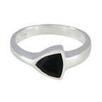 Black Onyx Solitaire Moroccan 925 Silver Black Gems Tiny Boho Ring Jewellery