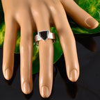 Black Onyx Solitaire Russian 925 Silver Black Gems Eye catching Signet Band Jewelry