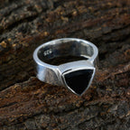 Black Onyx Solitaire Russian 925 Silver Black Gems Eye catching Signet Band Jewelry