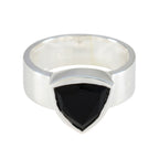 Black Onyx Solitaire Russian 925 Silver Black Gems Eye catching Signet Band Jewelry