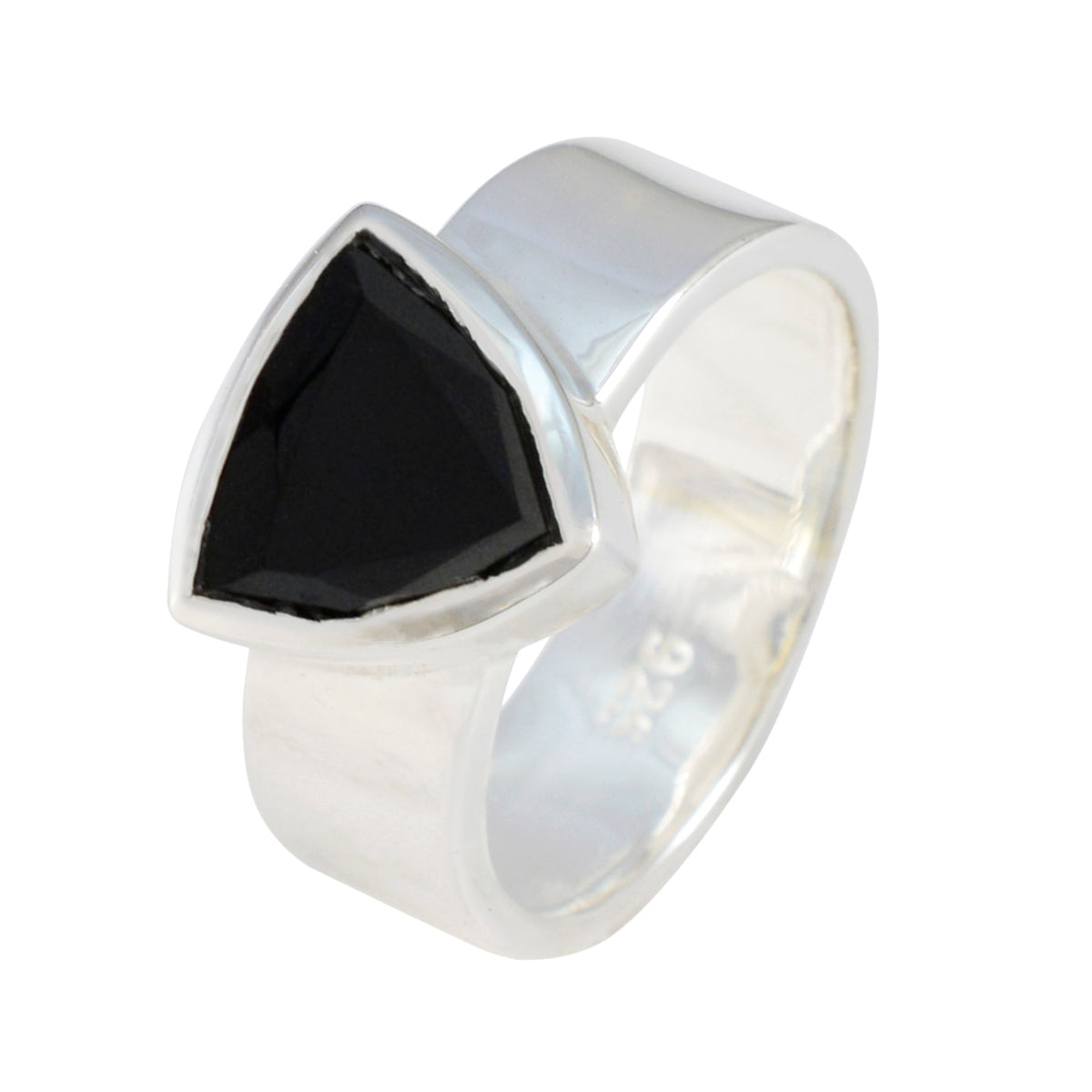 Anello con sigillo accattivante in onice nero solitario in argento 925 russo con gemme nere Immagine secondaria del prodotto